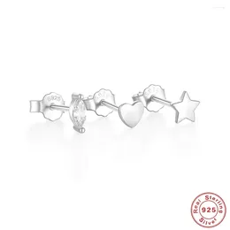 Stud Küpe Yardımı 925 STERLING Gümüş Kızlar Kadınlar İçin Set 3 PCS/SET HARİK YILDIZ KULLANICI