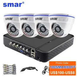 System Smar 4CH 1080N 5 in 1 AHD DVR Kit 4PCS 720P/1080P IR AHD Camera Kit CCTV System Indoor Dome Security Surveillance Set