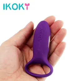 Ikoky vibrante anello del pene per anello del pene Anello di cazzo di cazzo Eiaculazione Eiaculazione Clitoride Spilulatore Sex Toys for Men Couple Q1707182869292