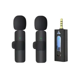 Microfones 2st trådlös Lavalier Microphone för inspelning av omnidriktad kondensor MIC för videointervju Vlog