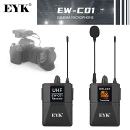 Microphones EYK 30 Channels DSLR Camera Phone UHF Wireless Dual Lavalier Microphone System up to 60m for Youtube Video Recording Interview