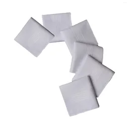 Bow Ties 6Pcs Pure White Handkerchiefs Set Solid Color Cotton Hankies Men's Soft For Grooms Grandfather Father Gentlemen