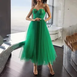 الفساتين غير الرسمية خمر أخضر شبك الأميرة لباس المرأة الأنيقة عالية الخصر ضمادة المساء حفلة موسيقية السيدات مثير حزام السباغيتي