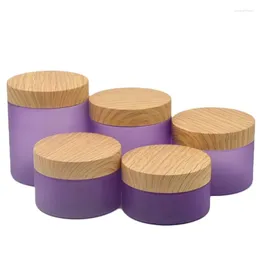 Storage Bottles Plastic Facial Cream Bottle Frosted Purple Empty Jars 100g 120g 150g 200g 250g Cosmetic Packaging Refillable Pots 25Pcs