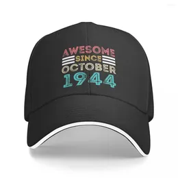 Bollmössor 2024 80 -årsdag oktober 1944 Baseball för män Kvinnor Sun Cap Memory i åldern 80 Huvudbonform Formell rese justerbar