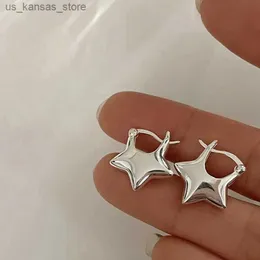 Charm Modaya Modaya Pentagram Küpeler Gümüş Renk İğneleri Y2K Basit Tasarım Yıldız Kulak Çıtçıtları Kadınlar Moda Takı Hediyeleri2404089Z5A