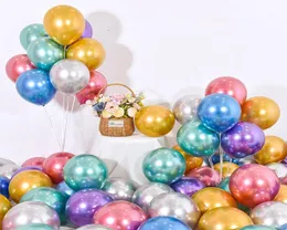 10 tum 50pcslot ny glansig metallpärla latex ballonger tjocka krom metalliska färger uppblåsbara luftbollar födelsedagsfest dekor 20lo1786111