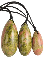 Yoni ägg borrade naturliga oakit jade ägg 3 st för massage vaginal bollar bäcken golv träning kristall sfär hälsovård ston6756686