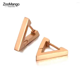 Studörhängen Zoomango Rose Gold Color Rostfritt stål V Form Hoop Fashion Geometry Triangle för kvinnor Kolczyki Ze21021