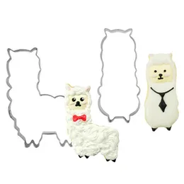 2pcs/conjunto de biscoitos de corte de biscoito de animal fofo animal bobo alpaca sobremes