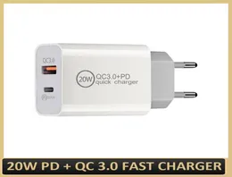 20W PD Power Ladegerät Adapter QC 30 Typec Dual -Ports Schnelllading EU US UK Au Plug Fast Safe Chargers8205075