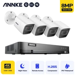 Sistema Annke 4k 8ch HD Ultra Clear Imagens CCTV Sistema de segurança 5in1 H.265 DVR com 4x 8MP Kit de vídeo caseiro à prova de intempéries ao ar livre