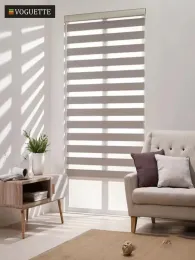 Fensterläden motorisierte Fenster Zebra Jalousien Doppelschicht Walzen Blinds Dual Sheer Shades Lichtfilterung für Tag- und Nacht -Anpassungsgröße