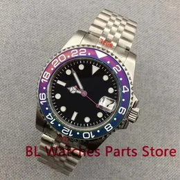 Lristwatches Logo/No Logo 40mm NH35A التلقائي الأسود الأرجواني الرجال مشاهدة ياقوت زجاجي المسمار تاج مضيئة اليدين اليوبيل