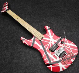 Модернизированная Kra Edward van Halen 5150 White Stripe Red Electric Guitar Real Floyd Rose Специальный мост Tremolo Brocking Nut Whammy BA2269625