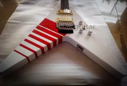 Rare Kill Switch Buckethead 24 Frets Kfc Flying v Alpine White Solo Electric Guitar Red Reck Binding Floyd Rose Tripolo Tailpiece8935652