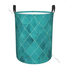 Çamaşır çantaları sepet yuvarlak kirli giysiler depolama katlanabilir argyle geometrik ekose suluboya su geçirmez engel organizatör