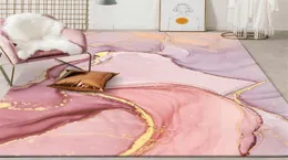 Dream Pink Gold Girl Carpet Bedroom Bed Rug Abstract Oil Painting Pattern Carpet Hallway Princess Style Purple Floral Rug Mat5227457