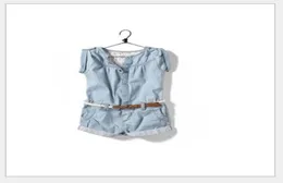 2016 Summer New Baby Girls Denim Jumpsuit Skirt Children Cowboy Pants Shorts With Belt Kids Conjoined Pants Cute Girl OnePiece Ro5878009