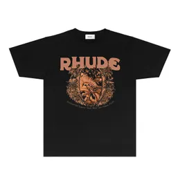 Rhude Brand Summer Shorts Mens Tirt Tirt Womens Cotton Fashion Trend Clothes Rh033 Plant Oil Painted Printed Short Sleeve T-Shirt Size S-XXL