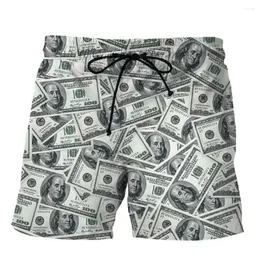 Shorts da uomo Summer Men Fashion Fashion 3D Dollar Clothing Boys Kids Casual Hawaii Vacanze Maschio Vintage Beach