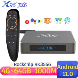 ボックスX96 X6 X6スマートテレビボックスアンドロイド11 8GB RAM 64GBロックチップRK3566 BT 2.4G/5GデュアルWIFI 1000M 8K DDR4 4G 32Gメディアプレーヤーセットトップボックス