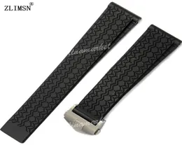 Diving Silicone Rubber Watch Band Strap Zlimsn 22mm Ny toppklass Thin Black4412089