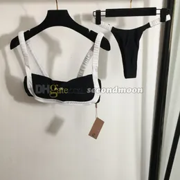 Sparkande strassbikini set sexig thong bikinis kvinnor delade badkläder designer strandbaddräkt