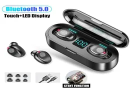 F9 TWS Wireless Earphone Bluetooth V50 سماعات الرأس LED مع سماعة رأس 2000 مللي أمبير في الساعة Power Bank Microphone MQ014363454