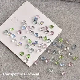 Dekorationer transparenta spetsiga botten diamant nagelkonst strass spetsad botten staplad k9 kristallglas 3d nagel diy tillbehör 6mm