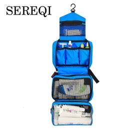 SEREQI Waterproof Portable Oxford Cloth Travel Cosmetic Bag Hanging Wash Neutral Make Up Organizer Bathroom 240329