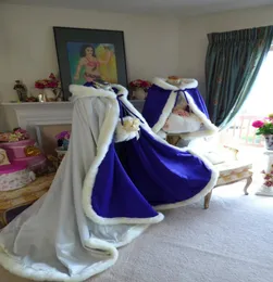 2020 Royal Blue Bridal Cloaks накидки Длинные рождественские капюшон