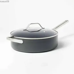 PANS 5QT Cinza escuro Placa de molho de alumínio non stick com tampa transparente - Forno compatível com indução de distribuição uniforme aquecida até 450FL2403