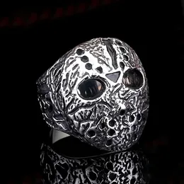 Punk Black Friday Killer Jason Mask Pierścień dla mężczyzn 14K Gold Retro Jason Mask Rings Biker Jewelry Creative Gift
