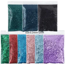 Brokat 9pcs/450G błyszczące mieszane cekiny proszkowe dekoracja paznokci Glitter Dekoracja stała kolor czerwony błękit Murs Drobne akcesoria rzemieślnicze