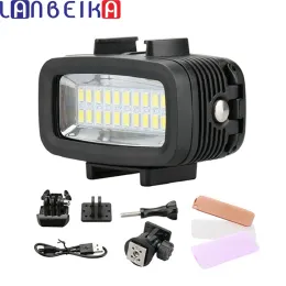 Kameralar Lanbeika 40m Sualtı 5500K LED Video Işık Dalış Gopro Aydınlatma Dolgu Lambası 700lm GoPro Kahraman 11 10 9 8 SJCAM SJ8 DJI OSMO