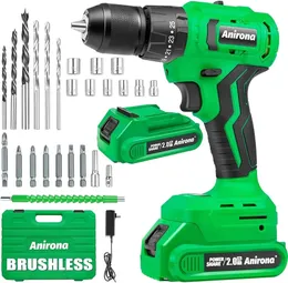 Anirona 20V Brushlessless Power Drill 253 Driver de martelo com baterias 20AH e charger450 INLBS TORQUE 38 ME 240407