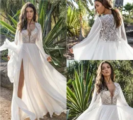 Asaf Dadush 2024 Abito da sposa Bohemia Beach A-Line Abiti da sposa Abiti spaghetti in pizzo Chiffon Ountry Ountry Wedding Gowns