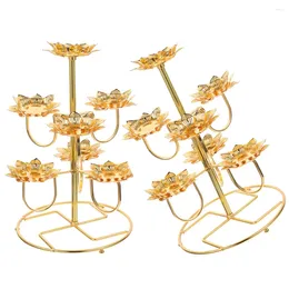 Mum Tutucular 2 PCS 7-Branches Lotus Şekilli Çay Işığı Stand Yağ lambası tabanı Tutucu sunan