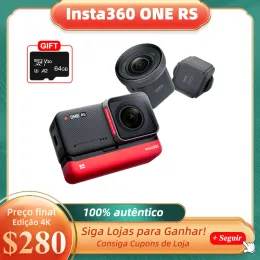 Kameralar Insta360 One RS Sports Action Camera 5.7K 360 4K Geniş Açı Su Geçirmez Video Kamera 4K Edition Twin Edition ve 1inch Edition