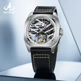 Нарученные часы Aesop Luxury Tourbillon Watch for Men Mechanical Watches Водопроданные скелетные движения Сапфир -квадрат корпус