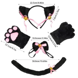 4pcs Conjunto de acessórios de roupas íntimas sexuais BDSM FLIRING Cosplay Party Adult Fun Fun Sexy Plush Cat Conjunto 240401