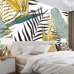 Papéis de parede 3D Plantas coloridas Folhagem papel de parede lindo quarto moderno quarto de escritório simplicidade grande sala de estar