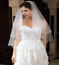 Due strati Lunghezza per gustole per sospetto Velio da sposa Velio di alta qualità Nuovo stile Velo de novi Eapiding semplice e romantico Weddin9961248