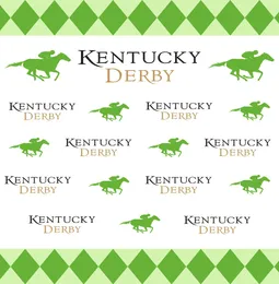 Kentucky Derby Horse Racing Vinyl Pograph Casaldrops Etapa e Repita os fundos verdes de cabine pooth branca para Churchill Downs PA8457954