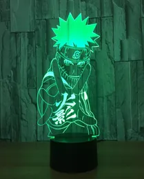 Cartoon Figura Naruto Lâmpada LED 3D 7 Cores Night Light Christmas Gravado Presentes de Acrílico Toque Touches Luminaria de Mesa Lam9287282