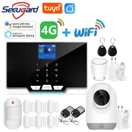 KITS TUYA WIFI 4G GSM SISTEMA DE ALARMENT SISTEMA Toque no teclado Host 433MHz Detector sem fio Smart Life App Control Home Burglar Security Alarm