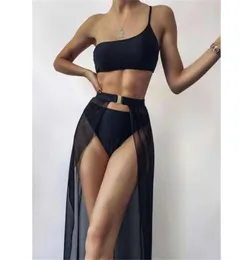 Sexy Three Piece Bikini Set Kobiety kostium kąpielowy i pokrywka plażowa spódniczka kąpielowa kostium kąpielowa Suits Pływanie na plażowe odzież15666245