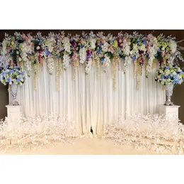 Weiße Vorhang Wand Hochzeit florale POGRAME Kularten Vinyl gedruckte Blumenblüten Bühnenparty Themed Po -Stand Hintergrund2830297