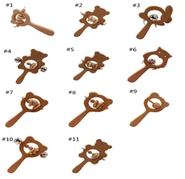 11 أنماط طفل Teether Elm Wooden Animal Owl Bear Bear Crafts Toy Newborn Carear